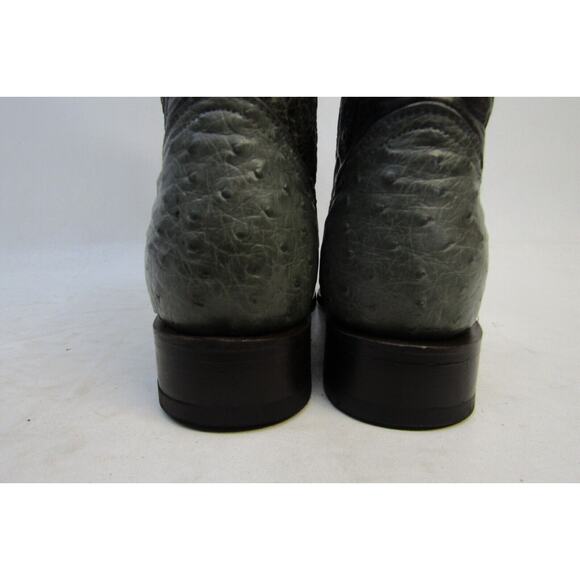 Correcaminos Mens Size 9 Black Leather Gray Smooth Ostrich Cowboy Boots main image 11